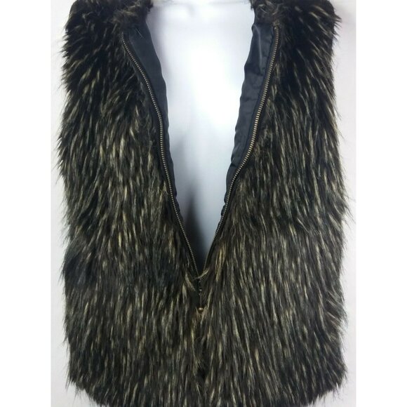 Beautiful Faux Fur Sweater Vest Women Large Brown Boho Festive Winter Fall - Picture 1 of 5